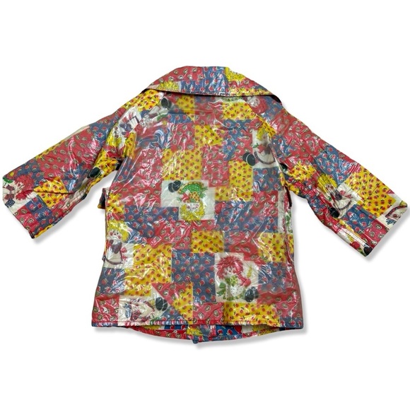 Vintage 1970s Laminated Kids Patchwork Ragdoll Raincoat - Picture 2 of 7